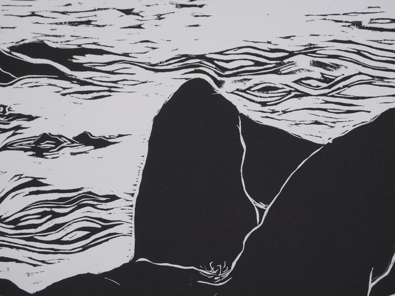 Ecole XXème : A la plage, Gravure originale signée
