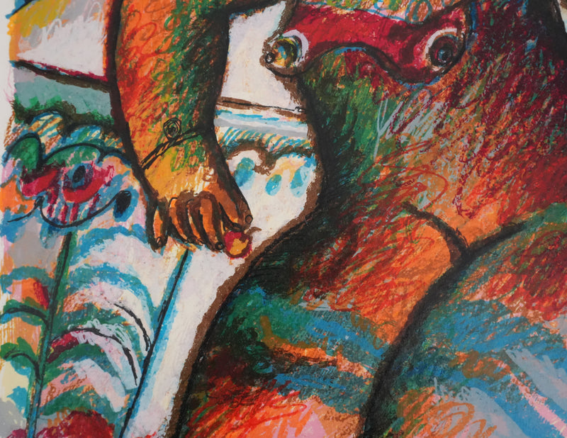 Theo TOBIASSE : Portrait de Rachel à la mandragore, Lithographie originale signée