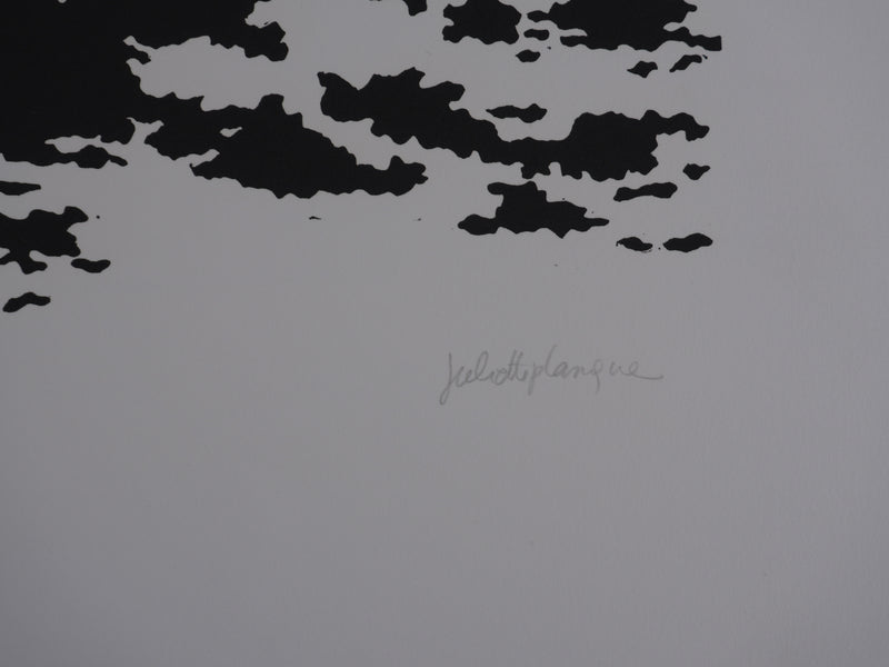 Juliette PLANQUE : Paysages aux voitures, Linogravure originale signée