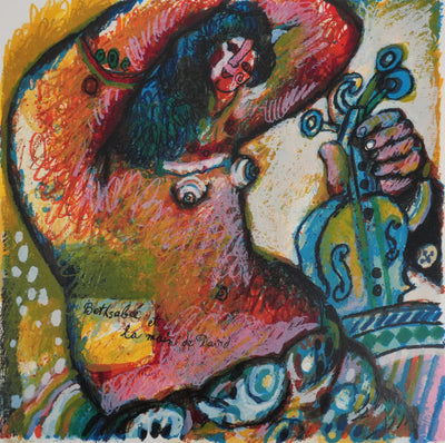 Theo TOBIASSE : Bethsabée et le violon de David, Lithographie originale signée
