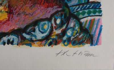 Theo TOBIASSE : Bethsabée et le violon de David, Lithographie originale signée