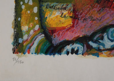 Theo TOBIASSE : Bethsabée et le violon de David, Lithographie originale signée