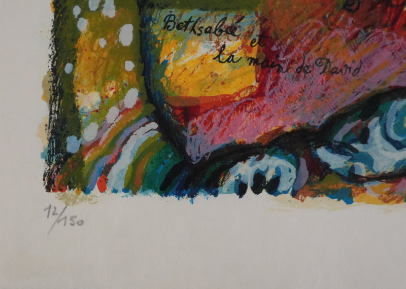 Theo TOBIASSE : Bethsabée et le violon de David, Lithographie originale signée