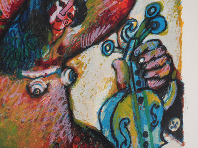 Theo TOBIASSE : Bethsabée et le violon de David, Lithographie originale signée