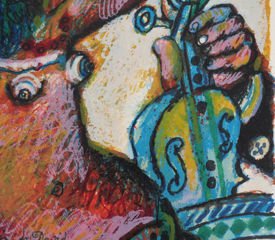 Theo TOBIASSE : Bethsabée et le violon de David, Lithographie originale signée