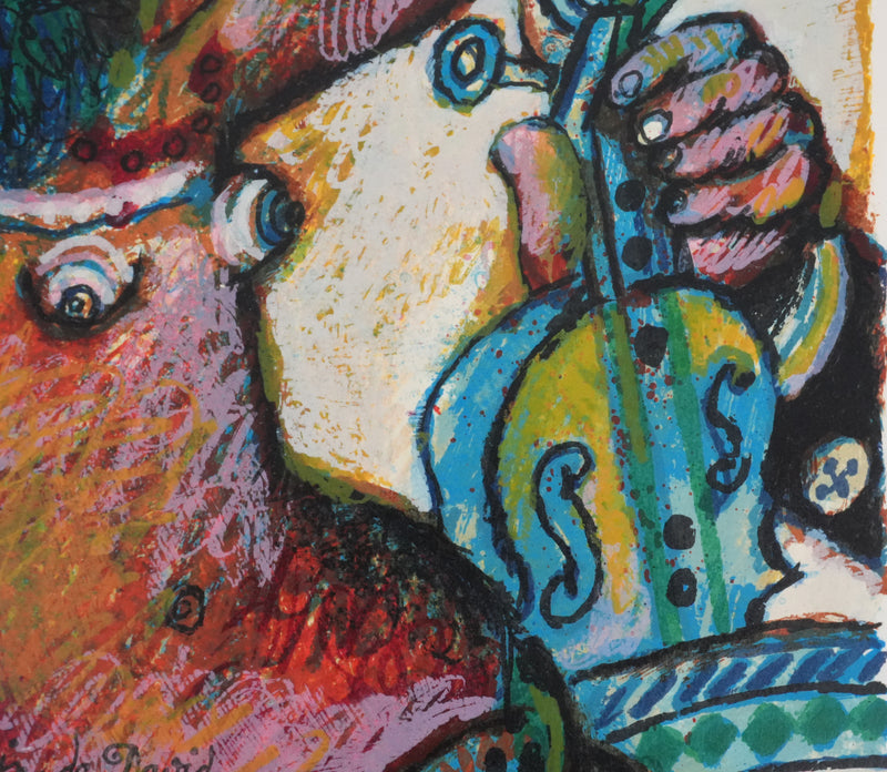 Theo TOBIASSE : Bethsabée et le violon de David, Lithographie originale signée