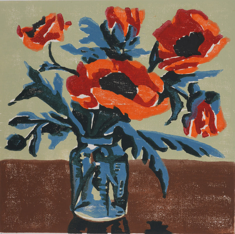 Jeannine HERVE : Les coquelicots, Gravure originale signée