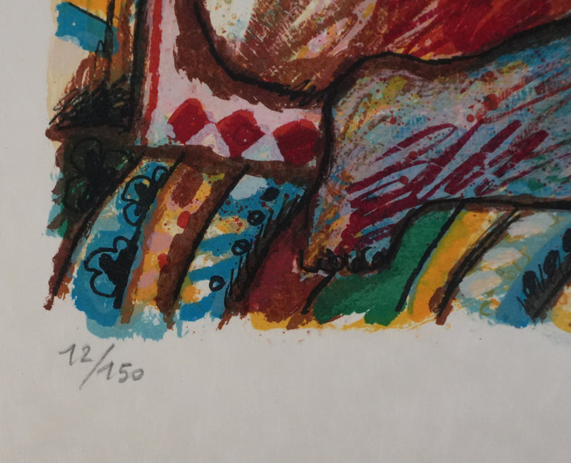 Theo TOBIASSE : Léa en chasseresse et la pomme, Lithographie originale signée