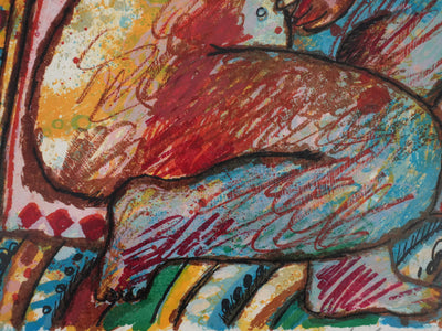 Theo TOBIASSE : Léa en chasseresse et la pomme, Lithographie originale signée