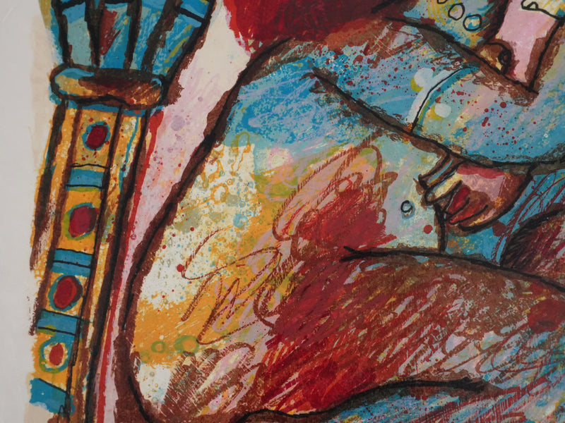 Theo TOBIASSE : Léa en chasseresse et la pomme, Lithographie originale signée