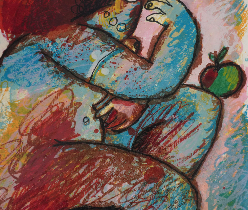 Theo TOBIASSE : Léa en chasseresse et la pomme, Lithographie originale signée