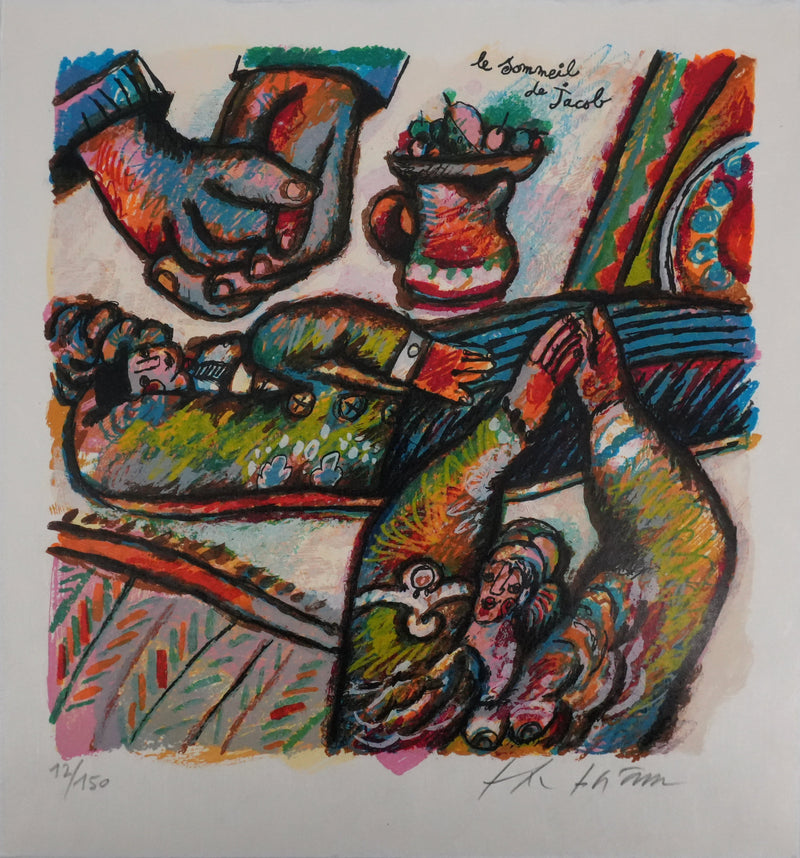 Theo TOBIASSE : Le sommeil de Jacob, Lithographie originale signée