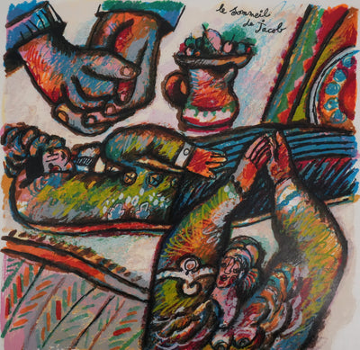 Theo TOBIASSE : Le sommeil de Jacob, Lithographie originale signée