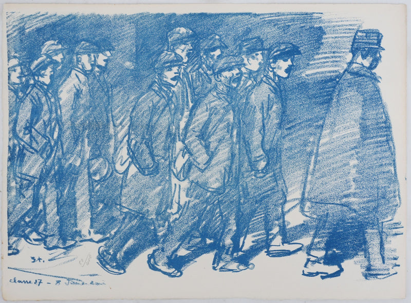 Théophile Alexandre STEINLEN : La marche bleue, Lithographie originale signée