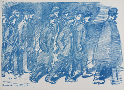 Théophile Alexandre STEINLEN : La marche bleue, Lithographie originale signée