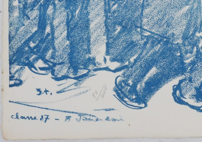 Théophile Alexandre STEINLEN : La marche bleue, Lithographie originale signée