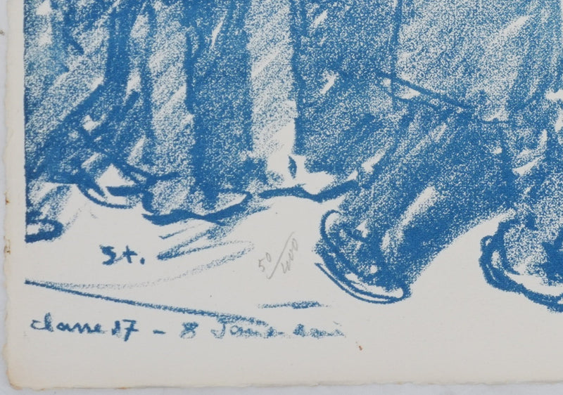 Théophile Alexandre STEINLEN : La marche bleue, Lithographie originale signée