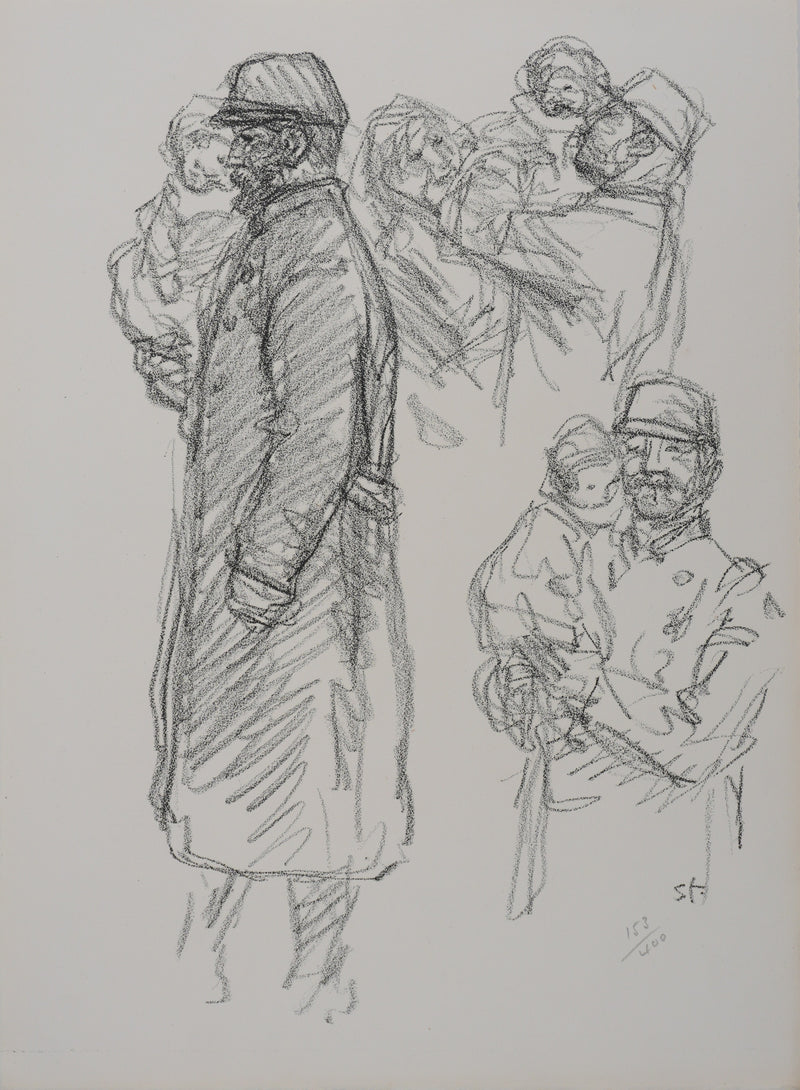 Théophile Alexandre STEINLEN : Soldat en képi portant un enfant, Lithographie originale signée