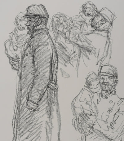 Théophile Alexandre STEINLEN : Soldat en képi portant un enfant, Lithographie originale signée