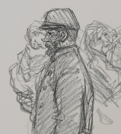 Théophile Alexandre STEINLEN : Soldat en képi portant un enfant, Lithographie originale signée