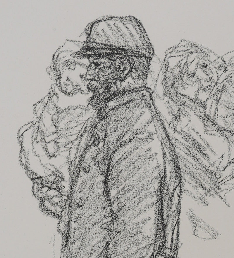 Théophile Alexandre STEINLEN : Soldat en képi portant un enfant, Lithographie originale signée