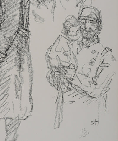Théophile Alexandre STEINLEN : Soldat en képi portant un enfant, Lithographie originale signée