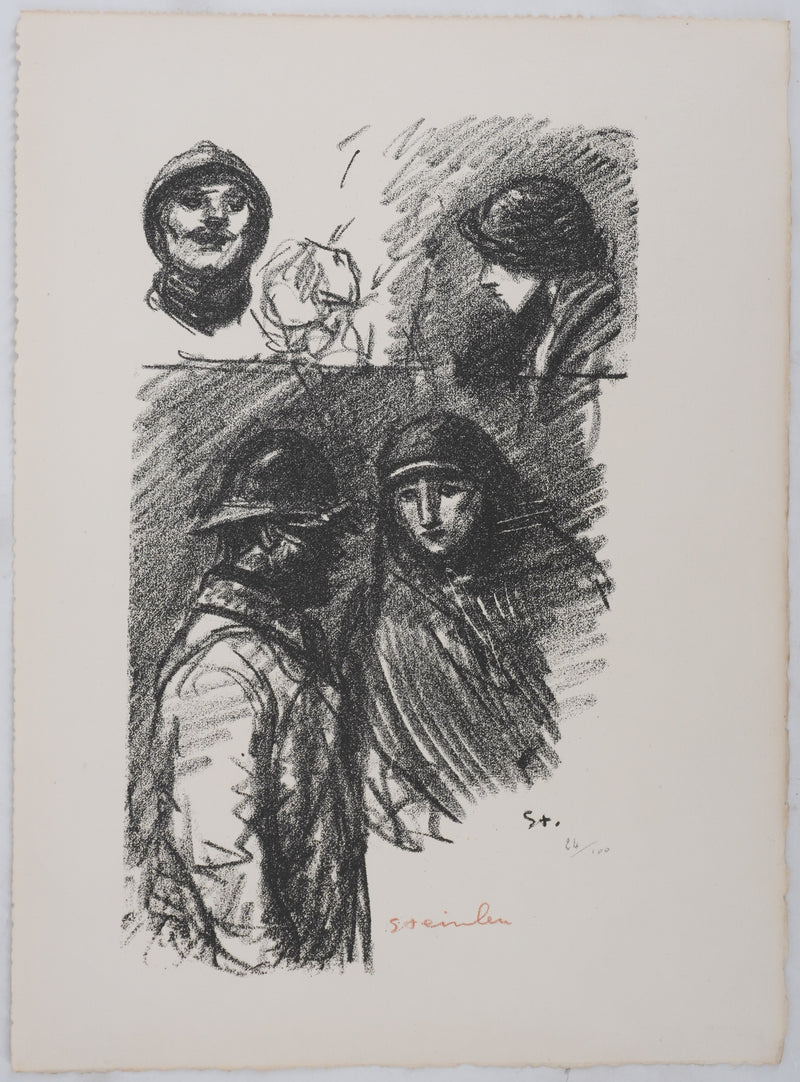 Théophile Alexandre STEINLEN : Soldat et infirmière, Lithographie originale signée