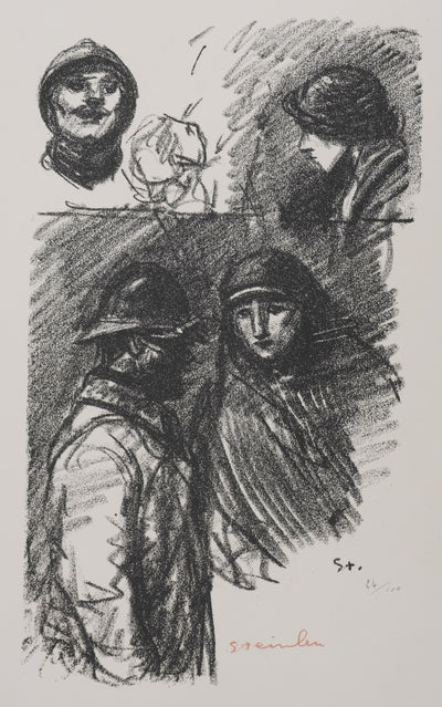 Théophile Alexandre STEINLEN : Soldat et infirmière, Lithographie originale signée