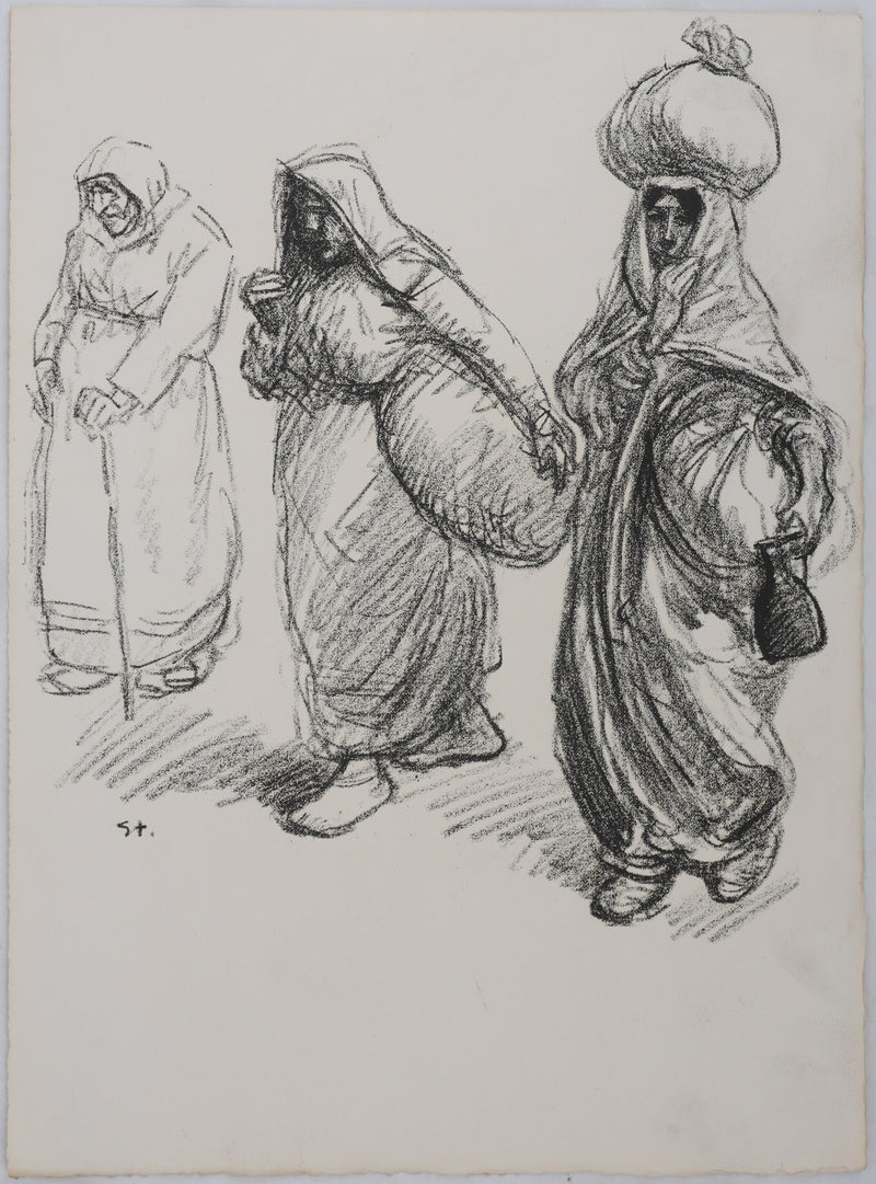 Théophile Alexandre STEINLEN : Trois femmes serbes, Lithographie originale signée
