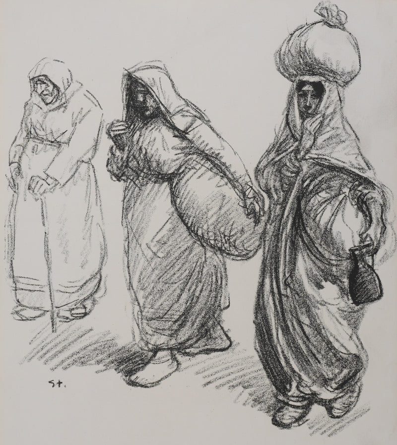 Théophile Alexandre STEINLEN : Trois femmes serbes, Lithographie originale signée