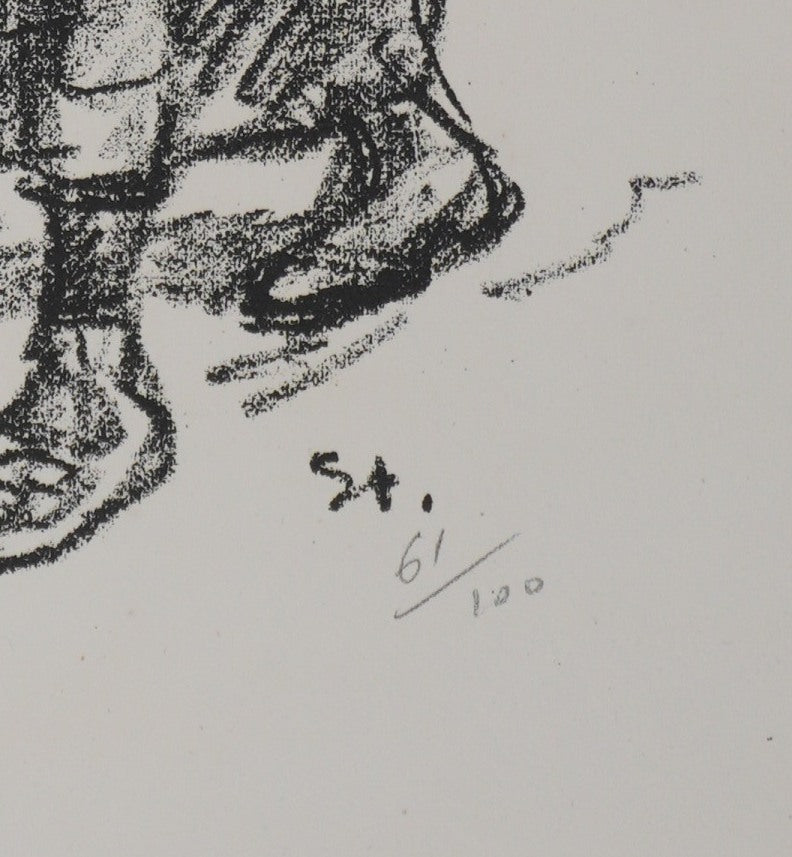 Théophile Alexandre STEINLEN : Fillettes serbes et ânes, Lithographie originale signée