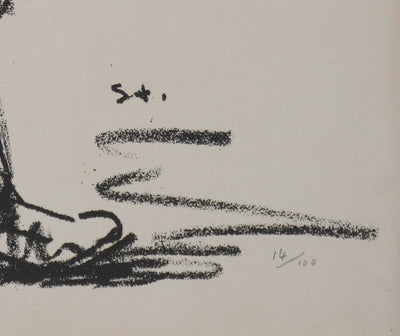 Théophile Alexandre STEINLEN : Permissionnaire tenant une canne, Lithographie originale signée