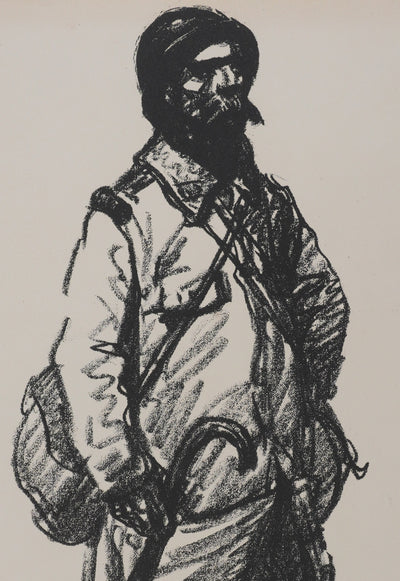 Théophile Alexandre STEINLEN : Permissionnaire tenant une canne, Lithographie originale signée
