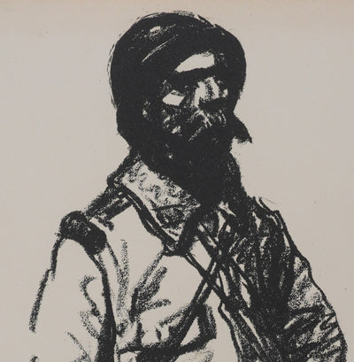 Théophile Alexandre STEINLEN : Permissionnaire tenant une canne, Lithographie originale signée