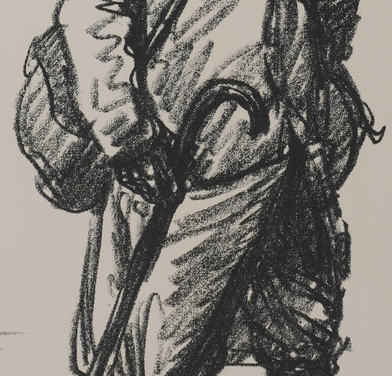 Théophile Alexandre STEINLEN : Permissionnaire tenant une canne, Lithographie originale signée