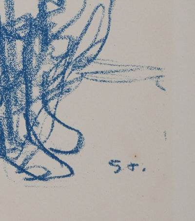 Théophile Alexandre STEINLEN : Femme de profil et ses trois enfants, Lithographie originale signée