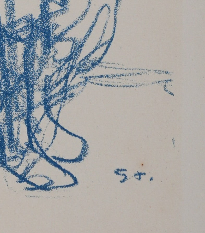 Théophile Alexandre STEINLEN : Femme de profil et ses trois enfants, Lithographie originale signée