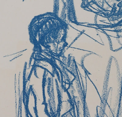 Théophile Alexandre STEINLEN : Femme de profil et ses trois enfants, Lithographie originale signée