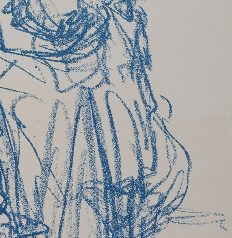 Théophile Alexandre STEINLEN : Femme de profil et ses trois enfants, Lithographie originale signée
