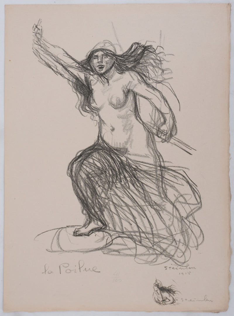 Théophile Alexandre STEINLEN : La poilue, Lithographie originale signée