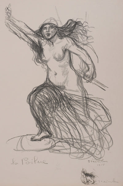 Théophile Alexandre STEINLEN : La poilue, Lithographie originale signée