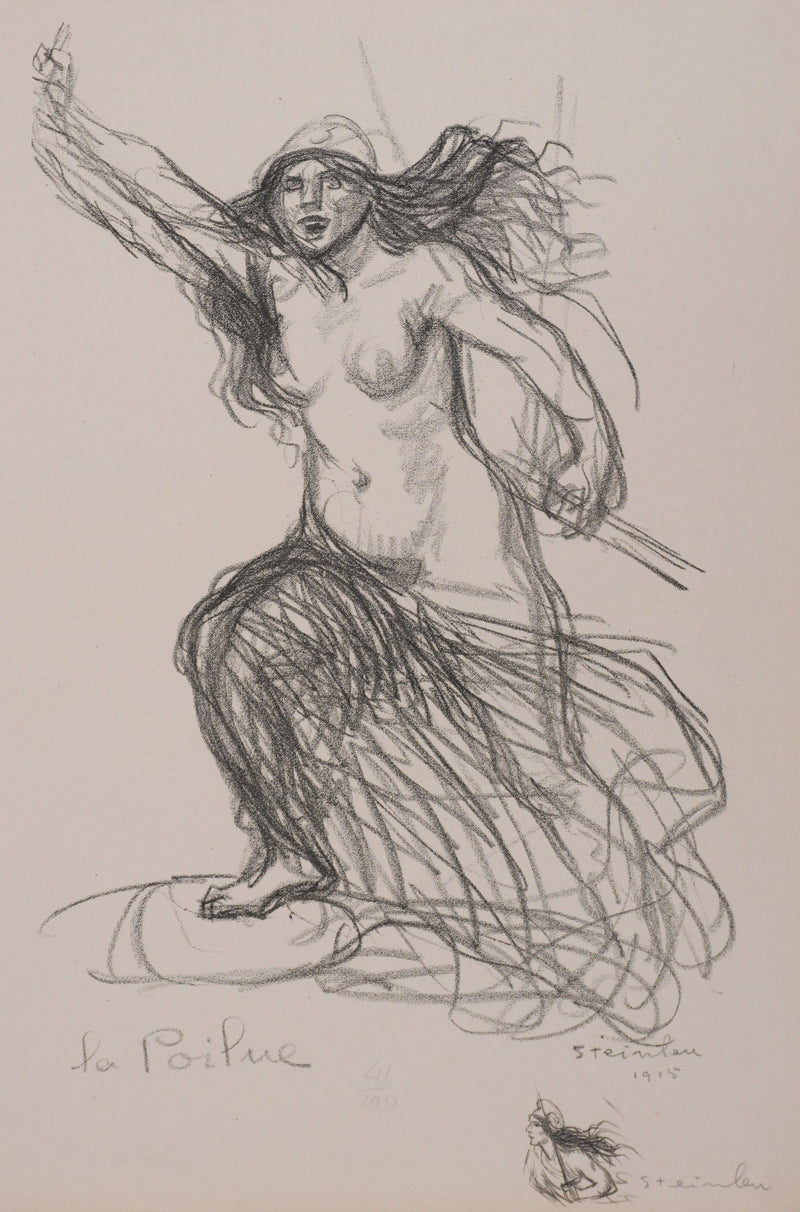 Théophile Alexandre STEINLEN : La poilue, Lithographie originale signée