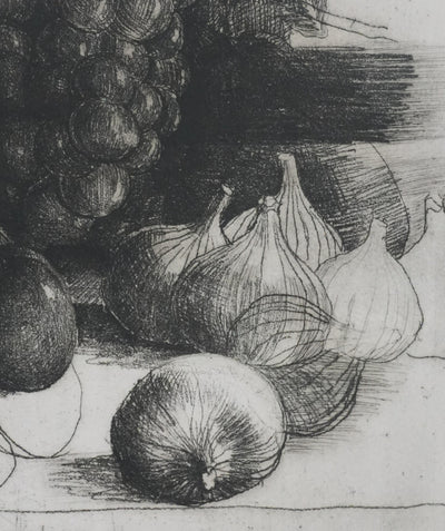 Safet ZEC : Nature morte aux raisins, Gravure originale signée