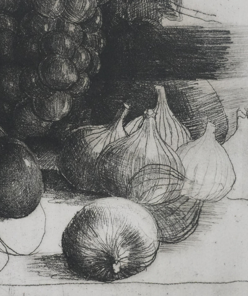 Safet ZEC : Nature morte aux raisins, Gravure originale signée