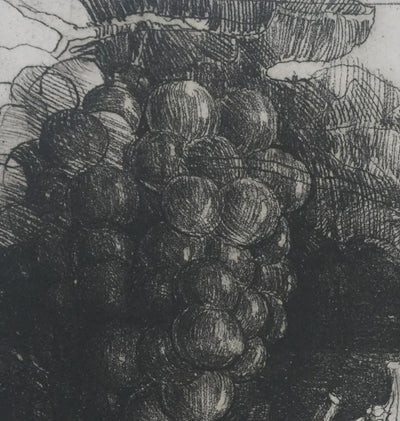 Safet ZEC : Nature morte aux raisins, Gravure originale signée