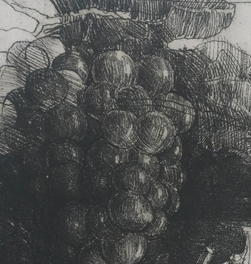 Safet ZEC : Nature morte aux raisins, Gravure originale signée