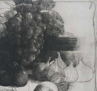 Safet ZEC : Nature morte aux raisins, Gravure originale signée