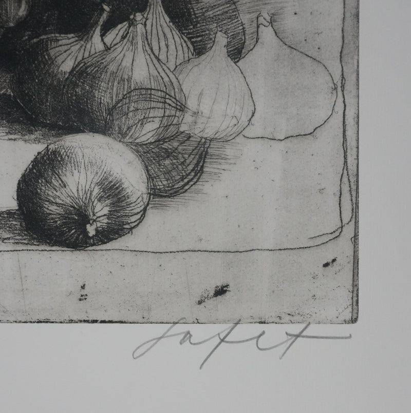 Safet ZEC : Nature morte aux raisins, Gravure originale signée