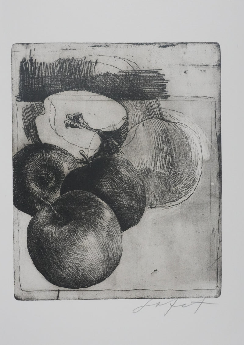 Safet ZEC : Nature morte aux pommes, Gravure originale signée