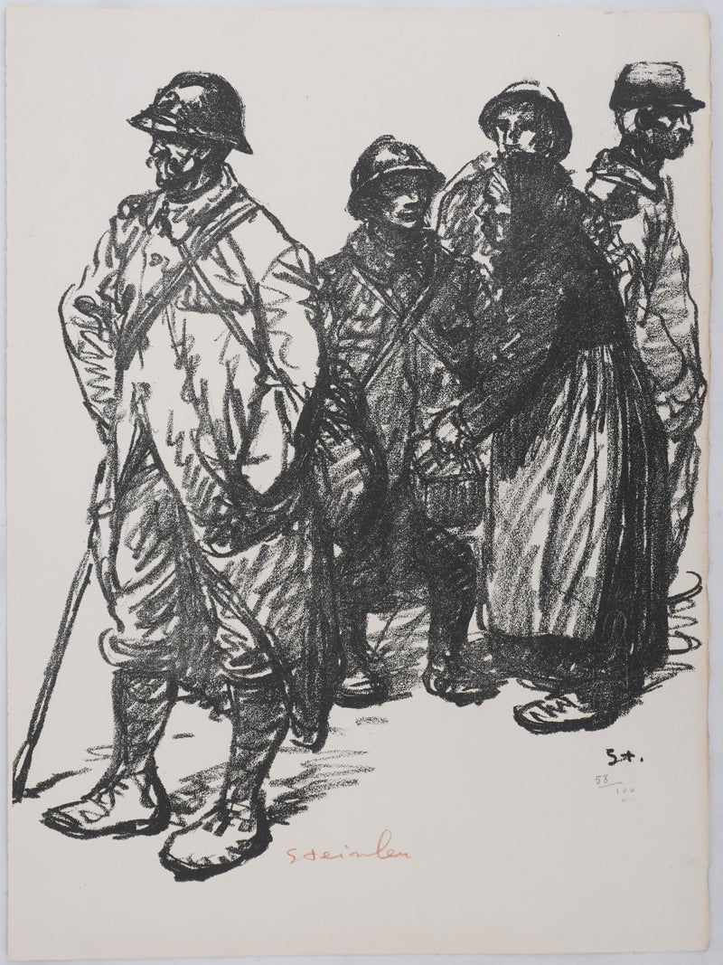 Théophile Alexandre STEINLEN : Au cantonnement, Lithographie originale signée